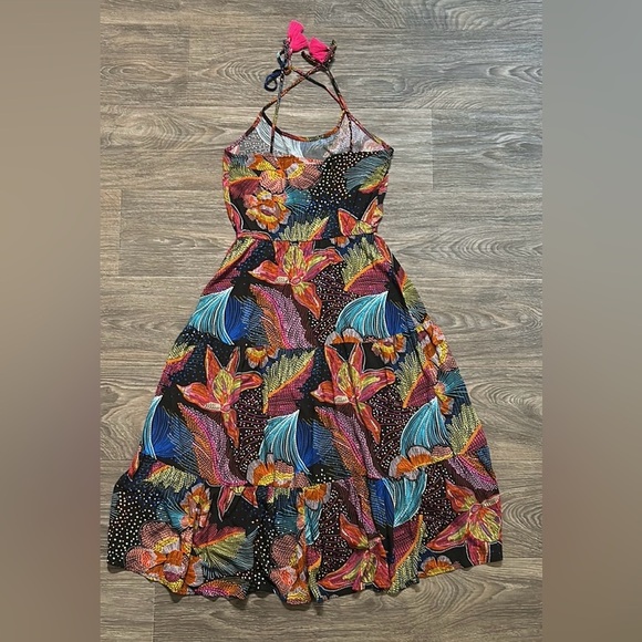 La Blanca Medium Sunlit Soiree Crepe Dress Swim Bathing Suit Cover Boho Floral - Picture 4 of 15